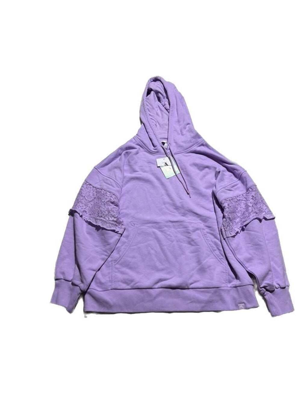 JoyLab Women's Lace Trim French Terry Hooded Sweatshirt in Lavendula